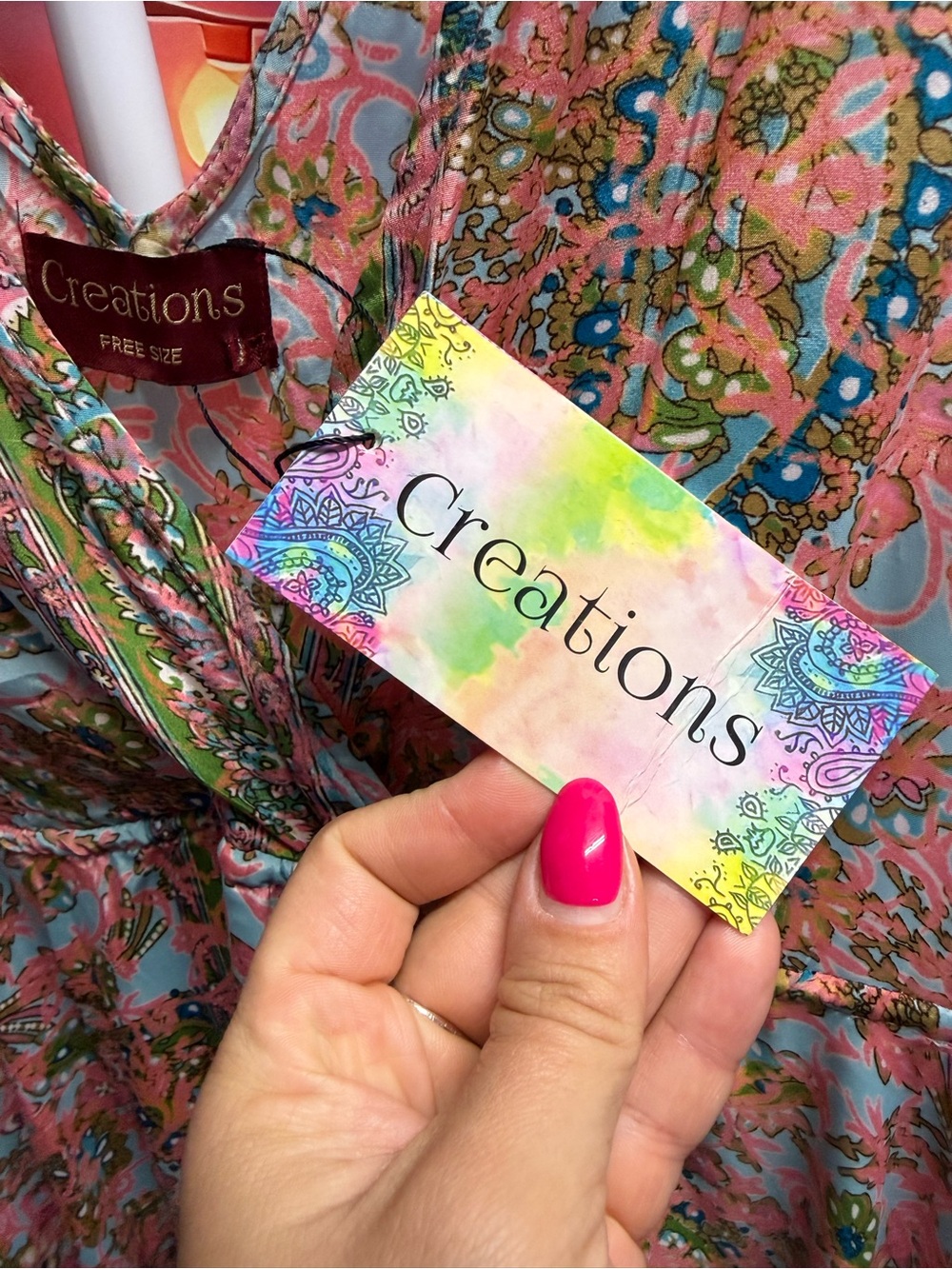 Creations Boutique Pink Floral Maxi Dress Free Size NWT - Picture 3 of 8